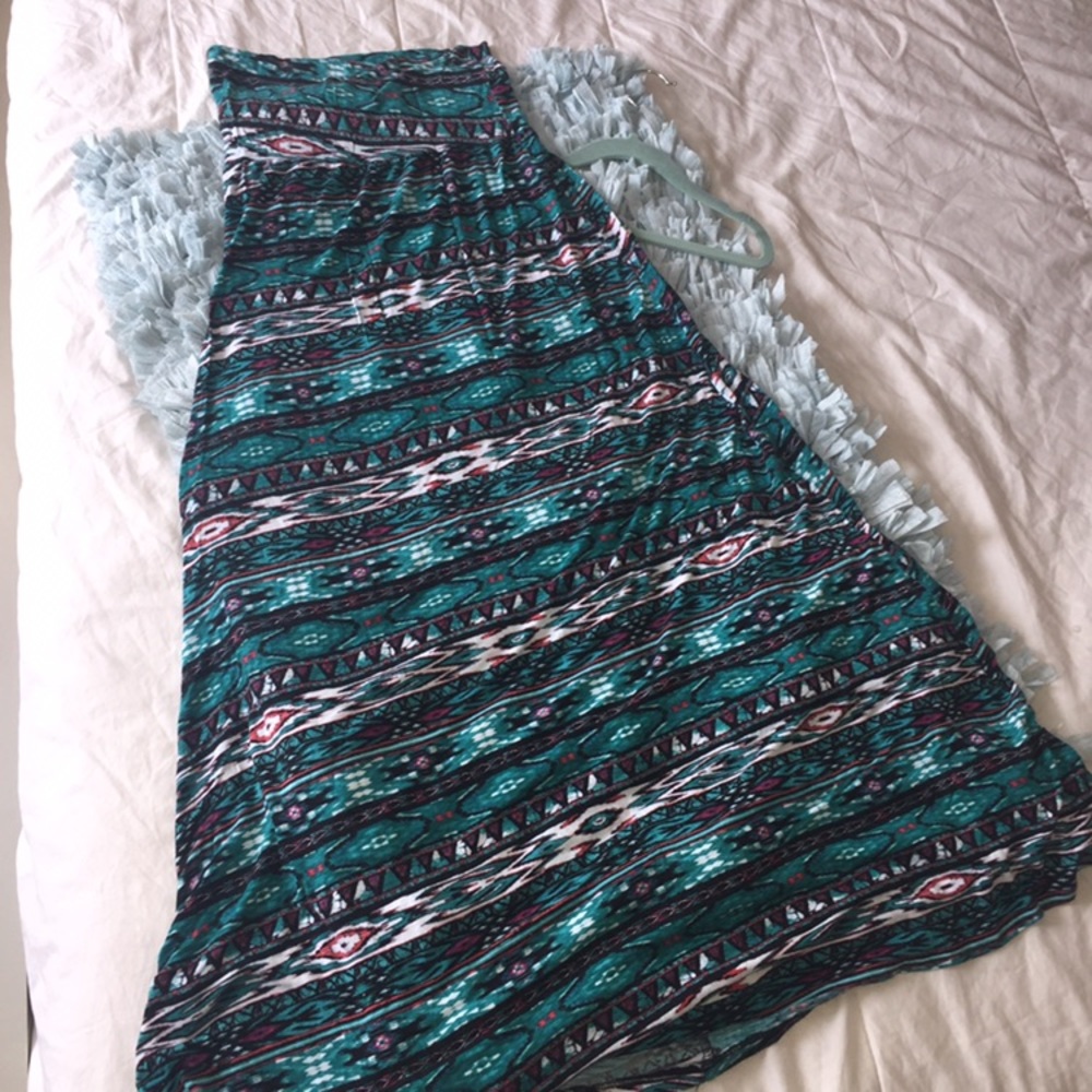 FUN TURQUOISE PRINT MAXI SKIRT